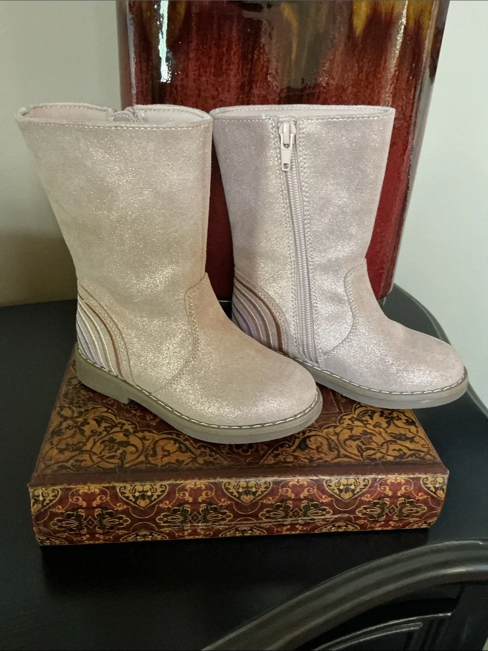 Kelly & Katie -Sz 9- Girls' Glimmer Tan Mid-Calf Boots